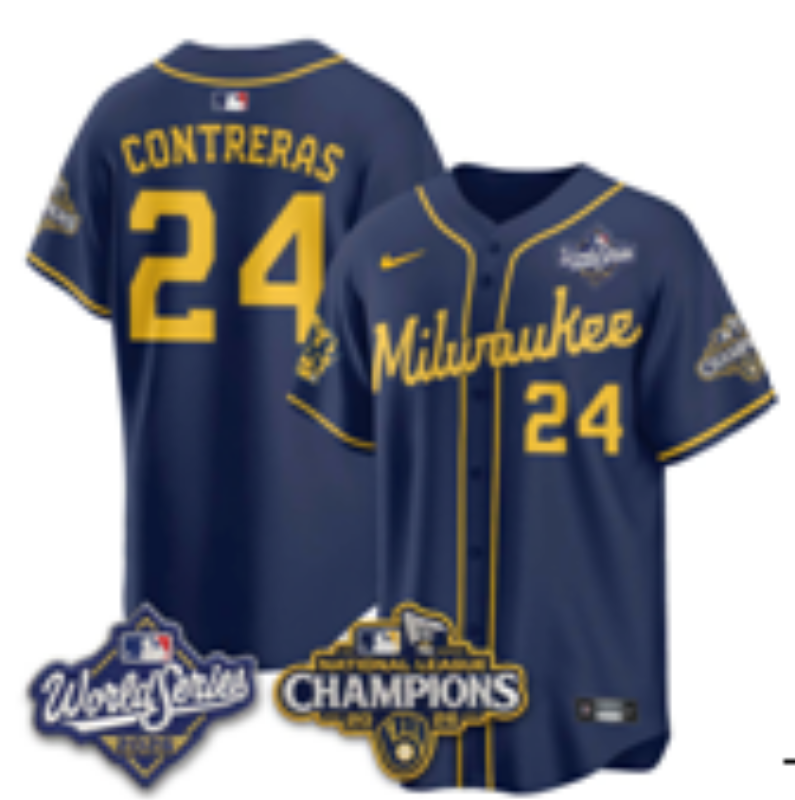 Women Milwaukee Brewers #24 Contreras Blue Nike 2026 World Series jersey 102103